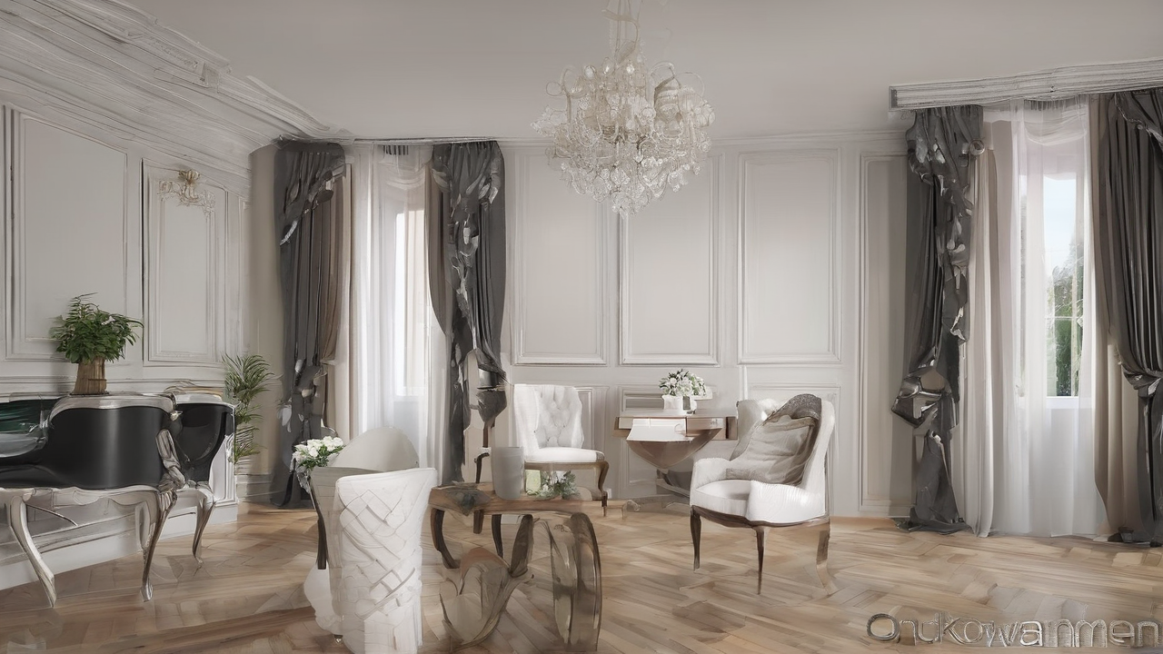 Eleganckie zasłony w nowoczesnym salonie z dużymi oknami i naturalnym światłem